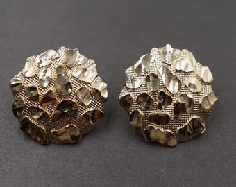 Goldener Nugget 10k Gelbgold Ohrringe Mit Diamantschliff Nugget-Design - Für Damen, Herren & Kinder, Rund, Made In USA Ohrstecker Gold 585