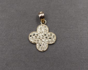 10K Solid Yellow Gold Diamond Cut 0.75" Nugget Charm Pendant.
