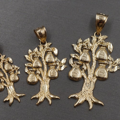 10k Solid Gold Money Bag Lucky Charm Pendant Necklace for Men Etsy