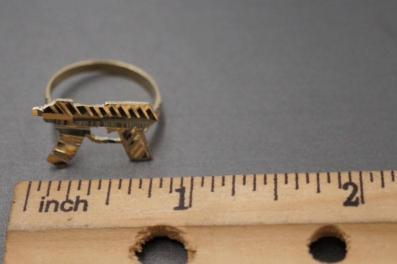 10K Solid Yellow Gold Diamond Cut UZI Gun Band Ring. 3 Sizes image 8
