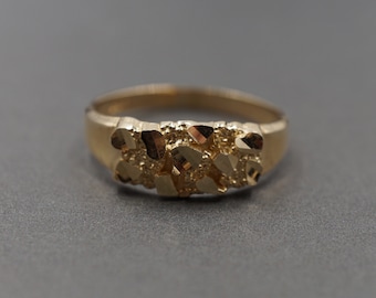 10K Solid Yellow Gold 6.75MM Diamond Cut Shine Nugget Men Women Children Band Ring.