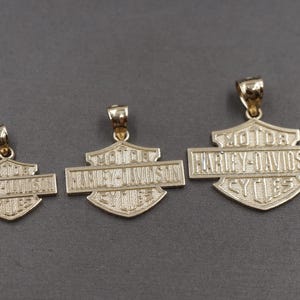 10K Solid Yellow Gold Harley Davidson Charm Pendant.