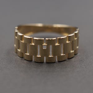 10K Massiv Gelbgold 7,6 MM polierter Rollie Bandring.