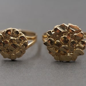 10K Solid Yellow Gold Diamond Cut Round Nugget Band Ring. 14MM , 19MM