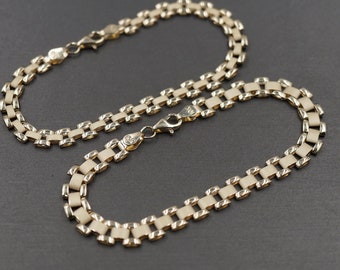 10 kt massief geelgouden rollie-stijl 5,3 mm, 6,3 mm heren dames kinderen kinderarmband. 7", 8"