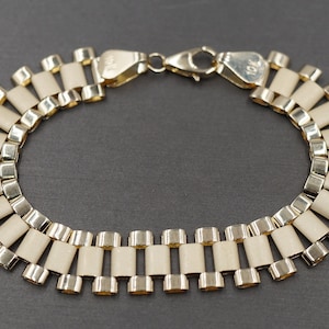 10K Solid Gelbgold 12,3 MM Rollie Style Präsident Link-Armband. 21cm, 22cm