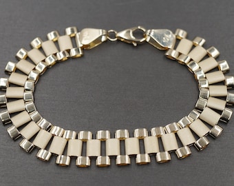 10K massief geelgouden 12,3 mm Rollie-stijl President schakelarmband. 8", 8,5"