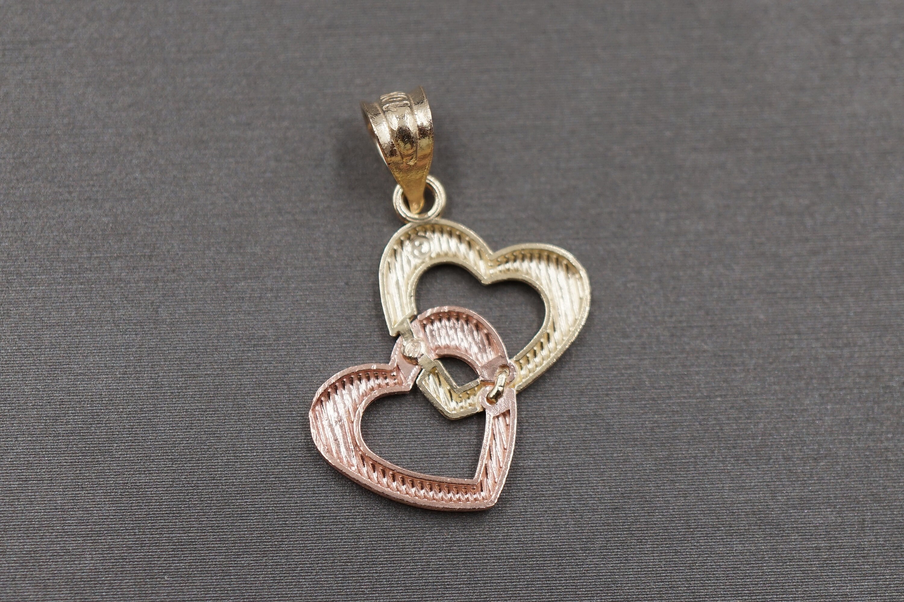 10K Zweifarbig Gold Rund Cz Herren 1.65 " Diamantschliff Anhänger