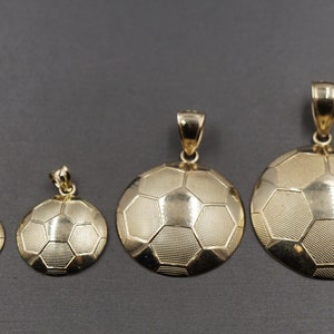 10K Solid Yellow Gold Circle Soccer Ball World Cup Sport Charm Pendant. 4 Sizes