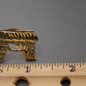 10K Solid Yellow Gold Diamond Cut UZI Gun Band Ring. 3 Sizes image 10