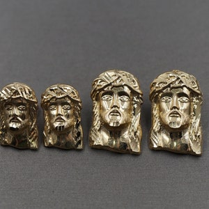 10K Solid Yellow Gold Diamond Cut Jesus Head Stud Earrings. 2 Sizes Men Women Children