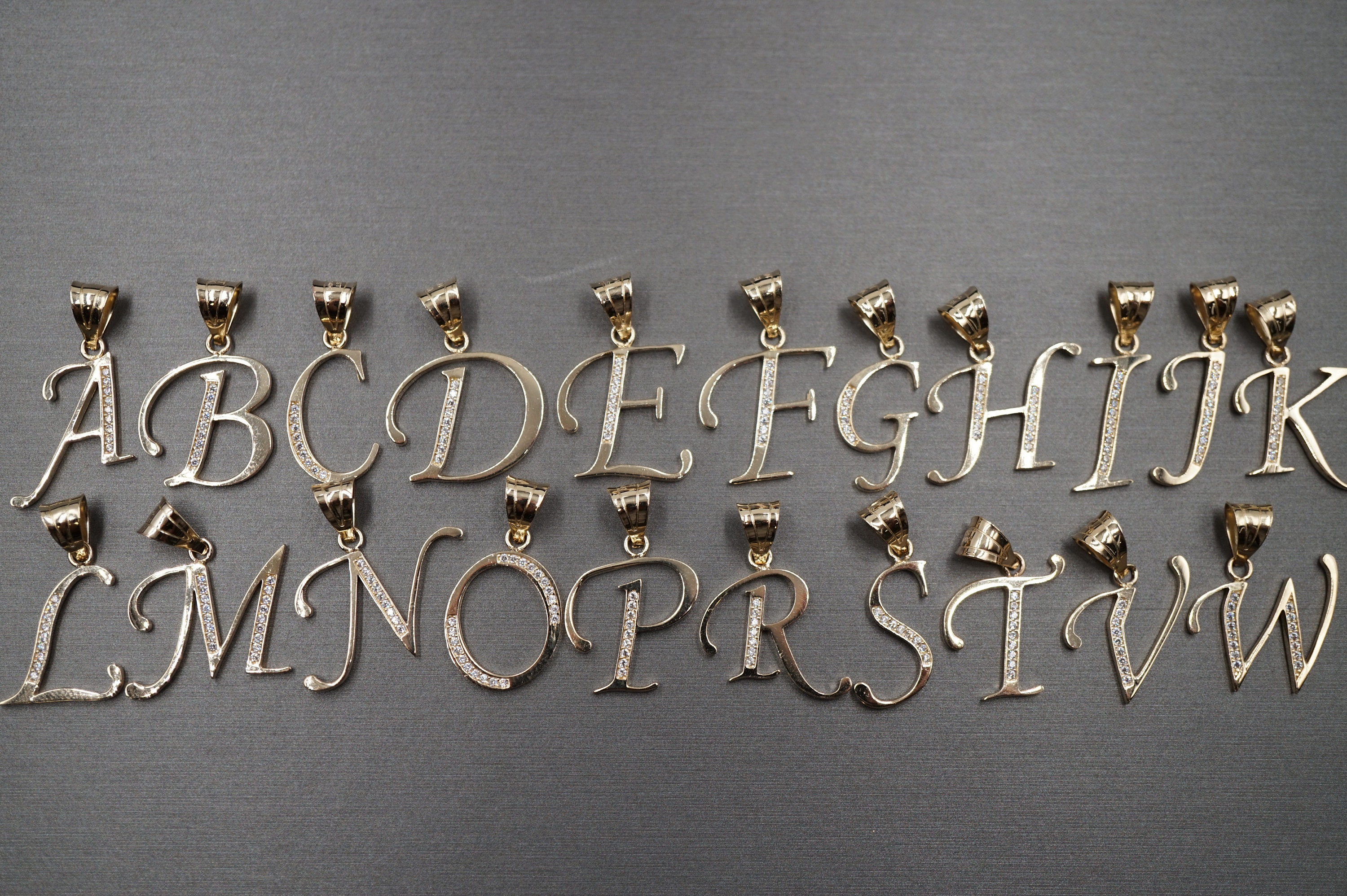 Alphabet Charm Pendant Rose Gold Letter Charm Initial Charm Fancy Font  12-17mm YOU PICK 1 Piece 