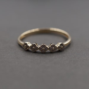 10K Solid Yellow Gold 3.3MM Dainty Stackable CZ Band Ring.
