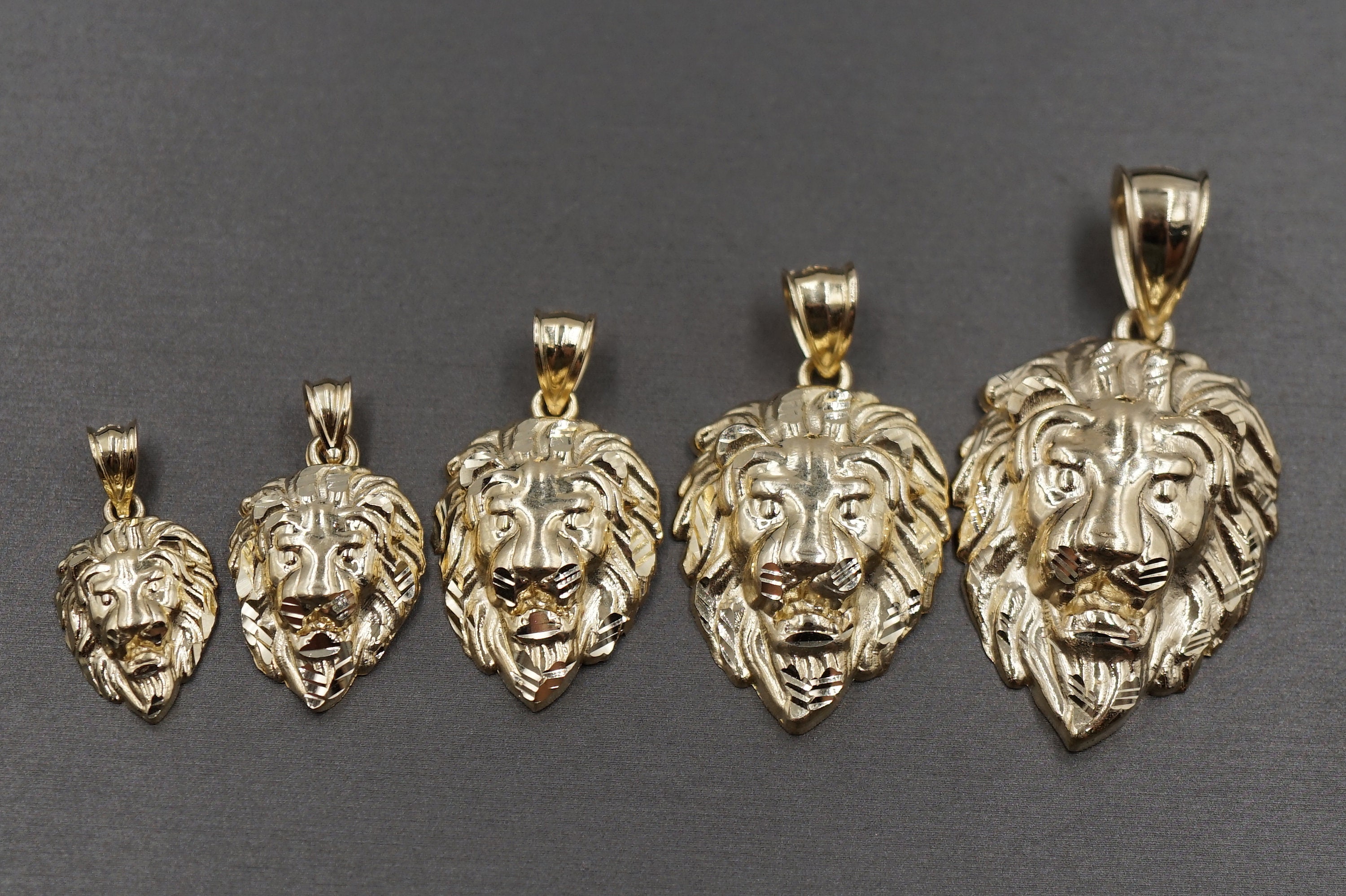 Gold Lion Pendant, Mens Gold Pendant, Lion Head, Proclamation Jewelry Large