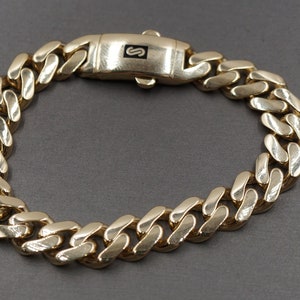 10K Yellow Gold 11.2MM Hollow Monaco Classic Cuban Curb Link 8&quot; Bracelet. Men Women