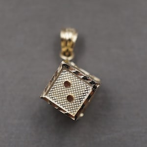10K Yellow Gold 1&quot; Diamond Cut 3D Dice Charm Pendant.