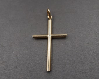 3D Gepuffter Kruzifix Kreuz Charm Anhänger Wendbar Echt 10K Gelb Weiß