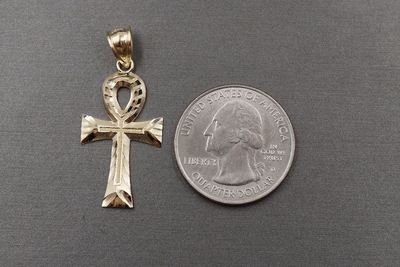 14k Yellow Gold Egyptian Ankh Cross Earrings