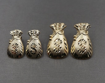 Ciondolo Portafortuna 14k Oro Giallo Con Simbolo Dollaro E Zirconi – Peso 1g, Regalo Idea