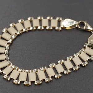Pulsera de eslabones estilo Rollie President de oro amarillo macizo de 10 quilates y 10,3 mm. Para hombres, mujeres y niños, 7" y 8"