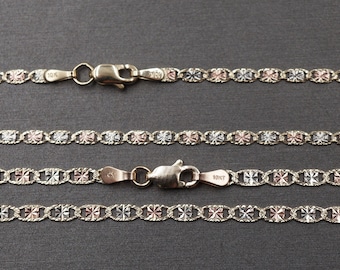 10K Gold Tri Color Valentino Chain Necklace (2MM, 2.5MM)