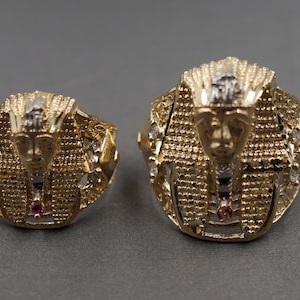 10K Yellow Gold Egyptian Pharaoh King Tut CZ Ring