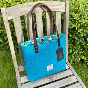 Blue and Jade Harris Tweed Tote Bag. image 2