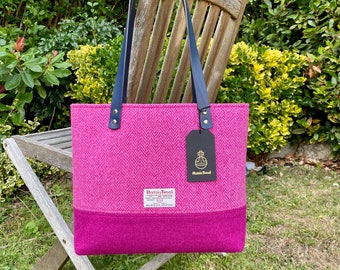 Magenta and Pink Harris Tweed Tote Bag