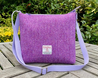 Lilac and magenta Harris Tweed Crossbody Bag