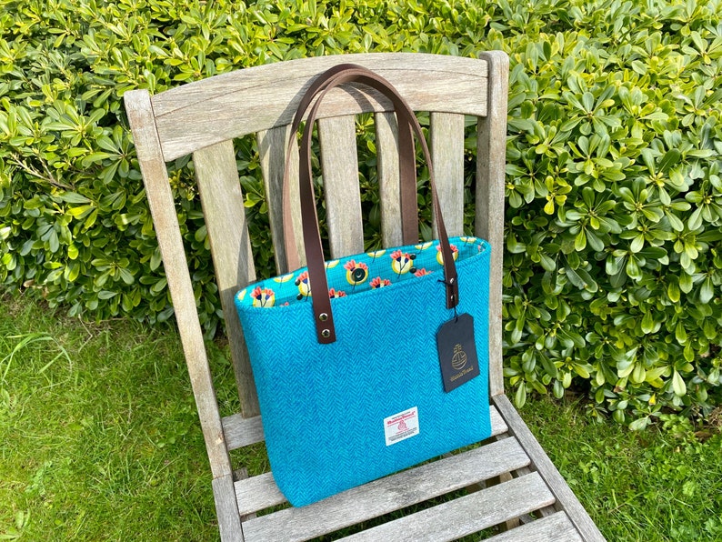 Blue and Jade Harris Tweed Tote Bag. image 2