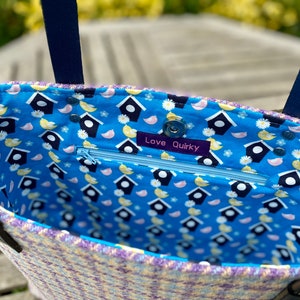 Peach, Purple and Blue Harris Tweed Tote Bag. image 7