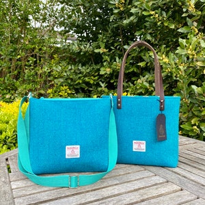 Blue and Jade Harris Tweed Tote Bag. image 7