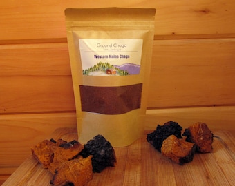 Ground Chaga Mushrooms, 4oz & 8oz, Wild-foraged Naturally-dried Maine Chaga, Ready to brew into tea, 100% wild and natural