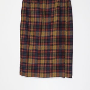 Earth Tone Plaid Skirt Neutral Pencil Silhouette Velvet Hound Vintage