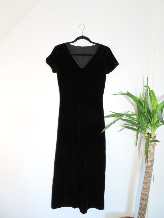 Black Velvet Long Maxi Dress Small Medium Velvet H