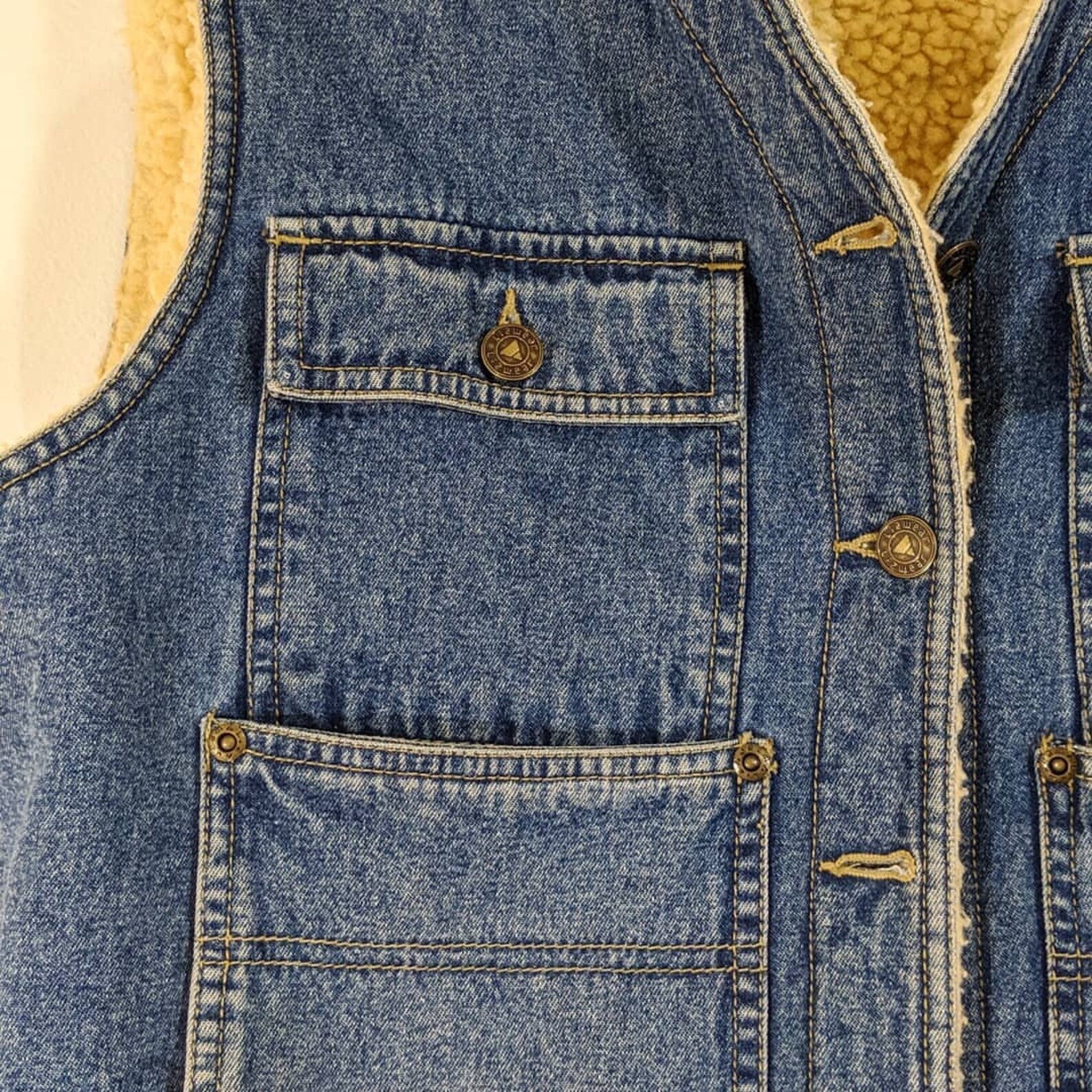 Sherpa Lined Blue Denim Vest Jacket Medium Large 90s Velvet Etsy UK