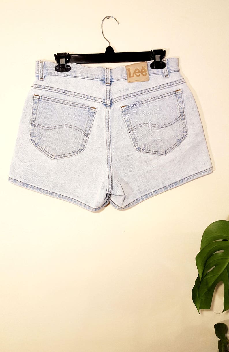 Lee High Waist Denim Shorts 30 Acid Wash Light Blue Mom Jeans Etsy
