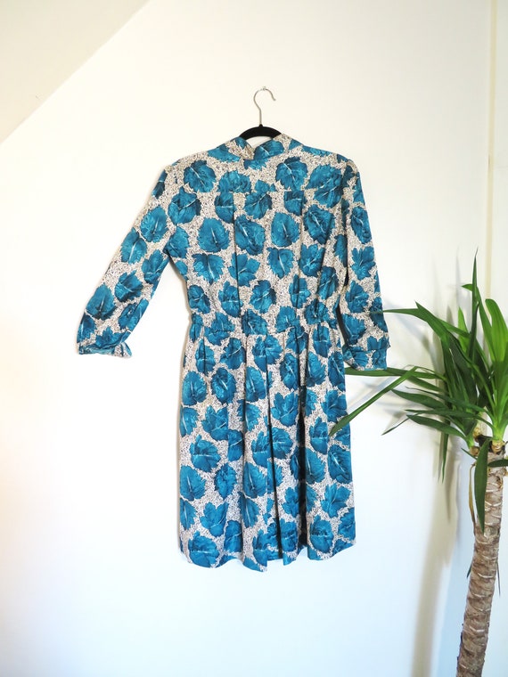 Handmade Silky Floral Collar Dress Shell Button U… - image 2