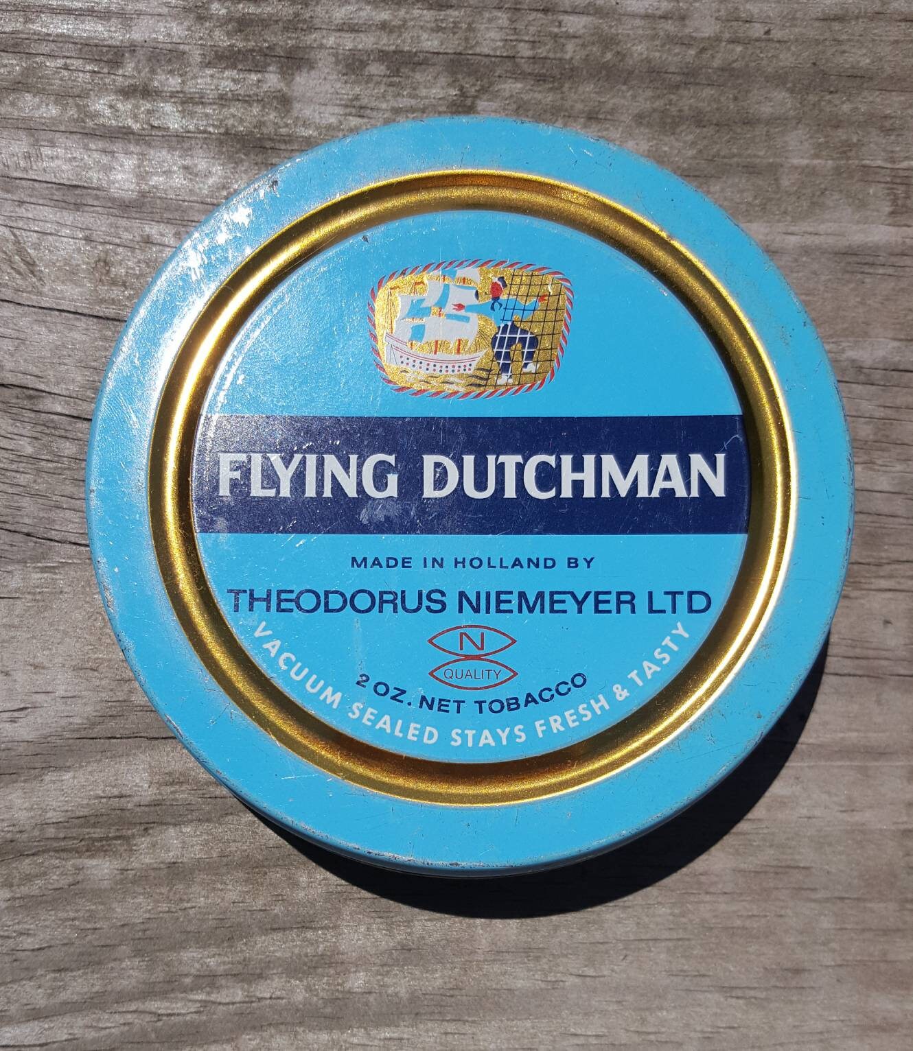 Vintage FLYING DUTCHMAN Pocket Pipe Tobacco Tin Container Sign 2 Ounce  Holland Collectible