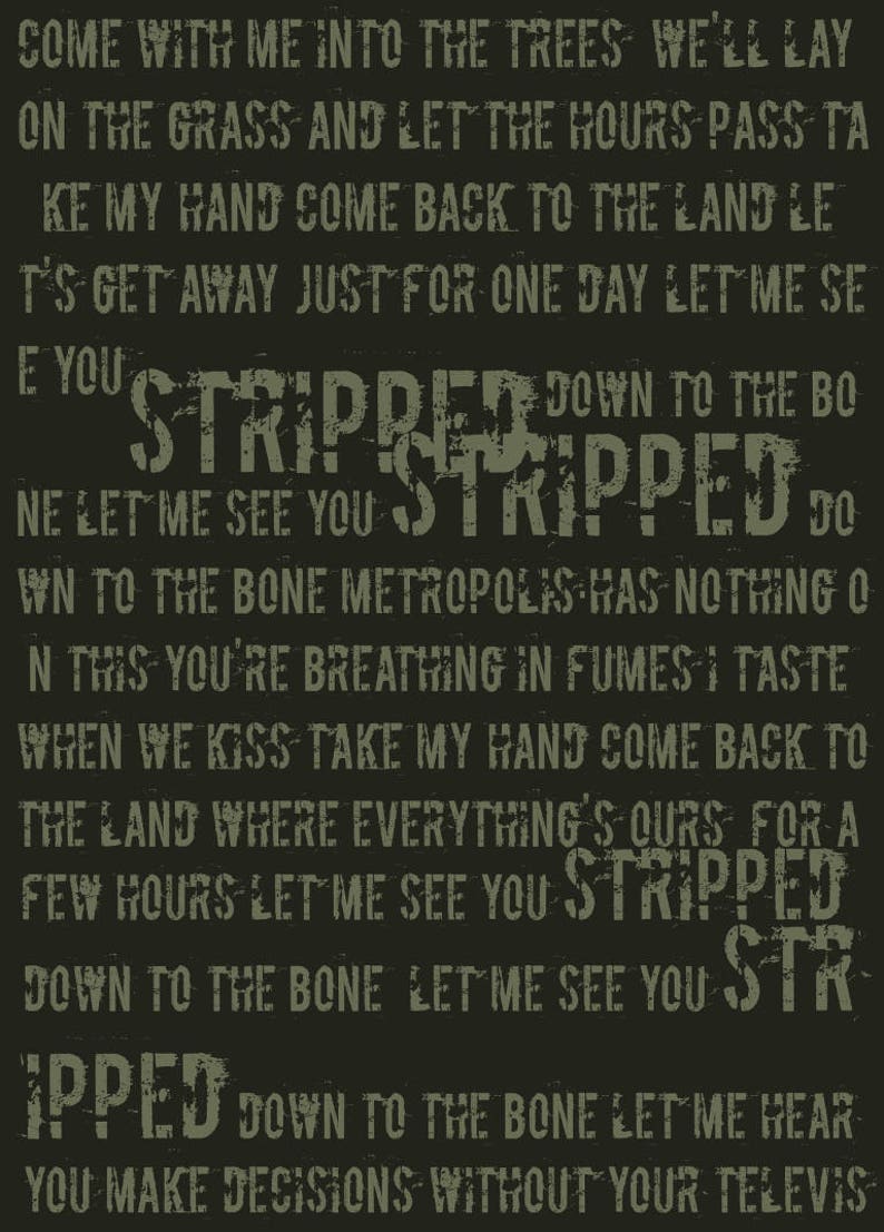 Stripped lyrics Depeche Mode downloadable graphic poster Etsy