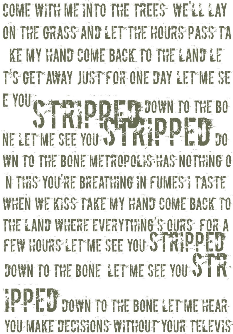 Stripped lyrics Depeche Mode downloadable graphic poster Etsy