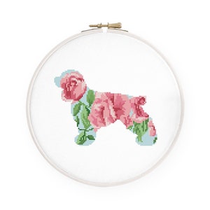 Cocker spaniel cross stitch pattern Floral cocker silhouette Dog mom cross stitch, Instant download PDF #206