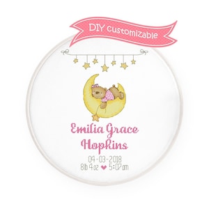 Geburtsanzeige Kreuzstichmuster Baby Sampler Kreuzstich DIY anpassbare Geburtsdaten, Sofort-Download PDF #441