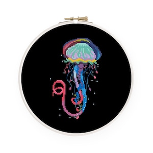 Watercolor jellyfish cross stitch pattern Nautical cross stitch Sea cross stitch, Instant download PDF #085-1
