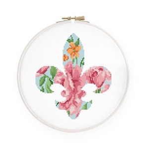 Fleur de lis Kreuzstichmuster Stickmuster mit Blumen Silhouette Kreuzstich Stickmuster Sofort download PDF #193