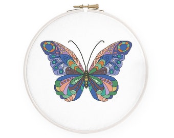 Mandala butterfly cross stitch pattern Insect cross stitch Nature cross stitch, Instant download PDF #392