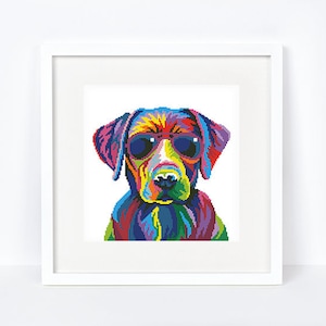 Colorful Labrador Retriever cross stitch pattern Abstract rainbow Labrador cross stitch, Instant download PDF #1780