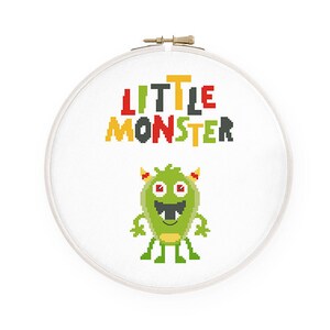 Little monster cross stitch pattern New baby boy cross stitch Funny nursery quote cross stitch, Instant download PDF #820