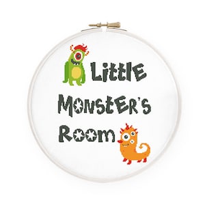 Baby cross stitch pattern Little monster funny nursery quote cross stitch, Instant download PDF #821