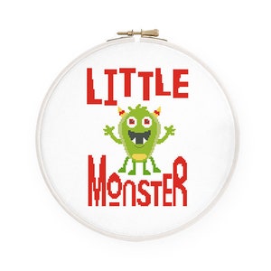 Baby boy cross stitch pattern Funny monster cross stitch Nursery quote cross stitch, Instant download PDF #823